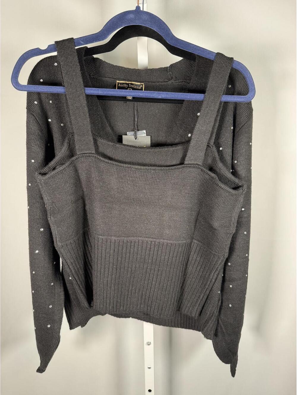 NWT Kathy Ireland Holiday Jewel Cardigan & Cami Set Black Large - Picture 6 of 9